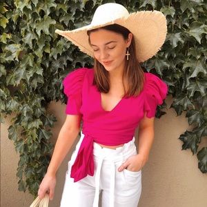 Forever 21 apeach Magenta Tie Top